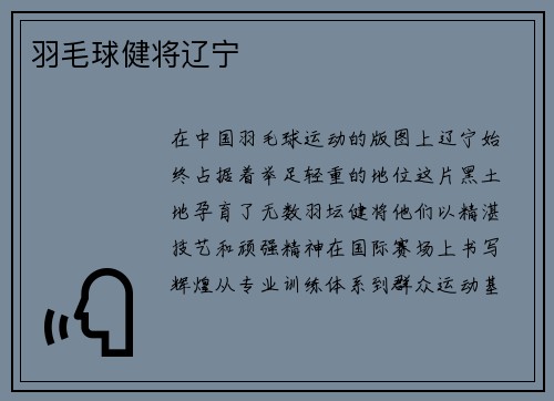 羽毛球健将辽宁